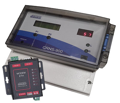 Sistema para gestión remota de Limitadores Registradores de sonido compuesto por Limitador registrador de sonido remoto CRNS-900 y módem de transmisión de datos.