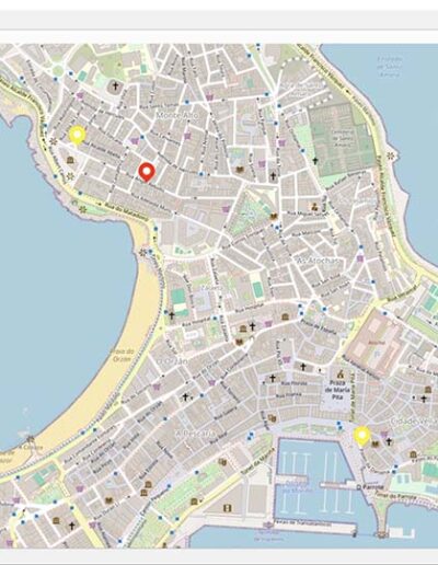 Interfaz de mapa GIS del software CRNS-Monitor mostrando la ubicación y estado del Limitador registrador de sonido remoto instalado.